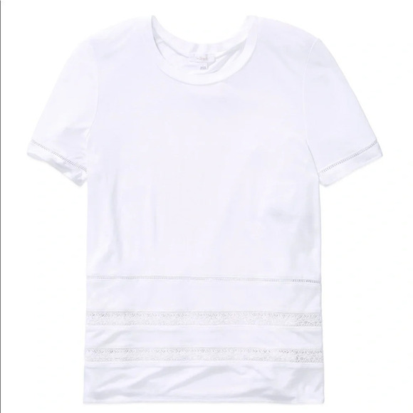 Aritzia Wilfred Reve T-Shirt Lace Short Sleeve Crew Neck White Size XS - Picture 1 of 12